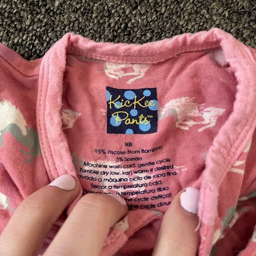 KicKee Set of Baby bamboo footsies in Pink and Blue horses western country